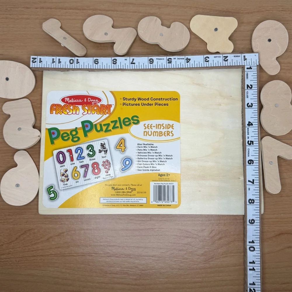Melissa & Doug Fresh Start Wooden Numbers Peg Puzzle